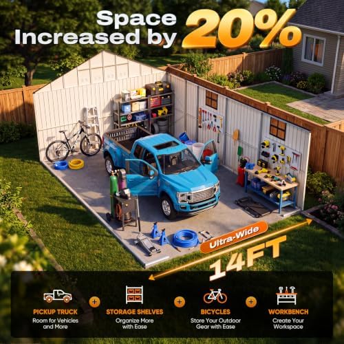 Quictent 14X20X9.4FT Metal Garage Carport Enclosed Car Port with Side Door
