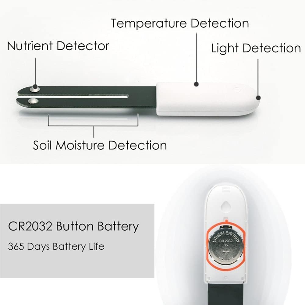 Soil Moisture Meter 4 in 1,Plant Water Monitor,Automatically detect Moisture/Temperature/Light/Fertility,Can Connect to Mobile Phone via Bluetooth,Hygrometer Sensor for Indoor Plants (2pc)