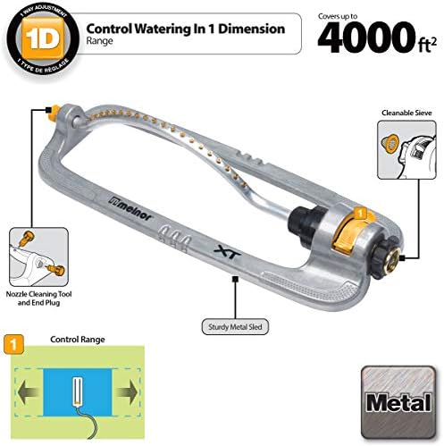 Melnor 65118-AMZ XT Metal Turbo Oscillating Sprinkler with QuickConnect Product Adapter Amazon Bundle, 4000 sq. ft. Coverage