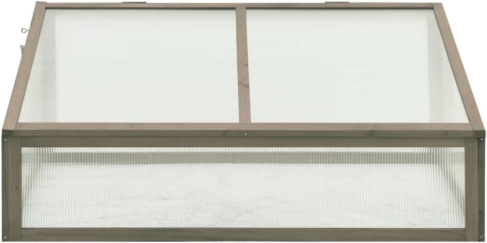 Solid Firwood Garden Portable Wooden Greenhouse, Raised Flower Planter with Open Bottom, Mini Greenhouse Cabinet for Outdoor Indoor Use 39.4"x25.6"x15.7"/Gray