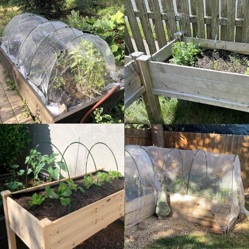 MAXPACE Greenhouse Hoops Kit, DIY 8ft Grow Tunnel, Fits Raised Garden Beds Up to 2.7ft Wide, 25 Pcs Rust-Proof Fiberglass Frame Support Rods for Row Cover, Shade Cloth, Frost Netting & Plant Stakes