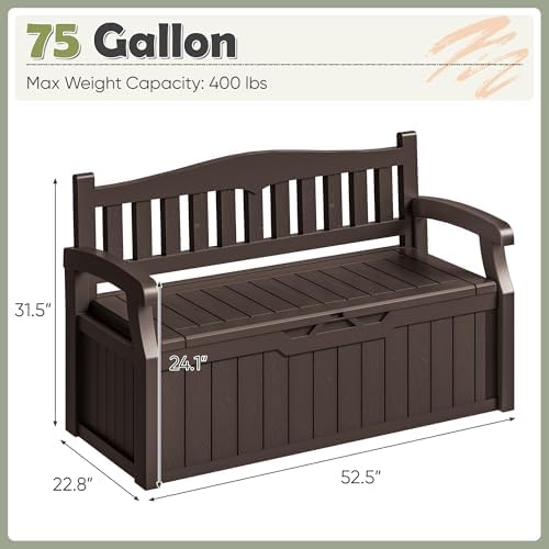 Homall 75 Gallon Outdoor Storage Benches Lockable Deck Box Waterproof