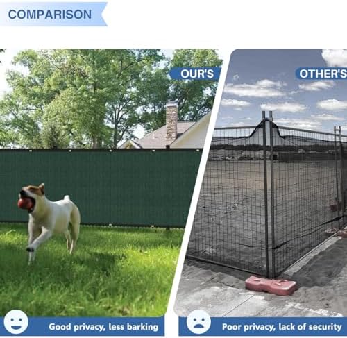 E&K Sunrise 6' x 213' Privacy Fence Screen with Grommets, Outdoor Windscreen Fence Covering Privacy Screen UV Blockage for Backyard Garden Patio, Zip Ties Included (Green)