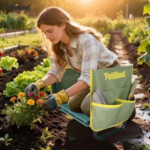 Foldable Garden Kneeler and Seat,Gardening Workseat w/ Tool Pouch & HandBag