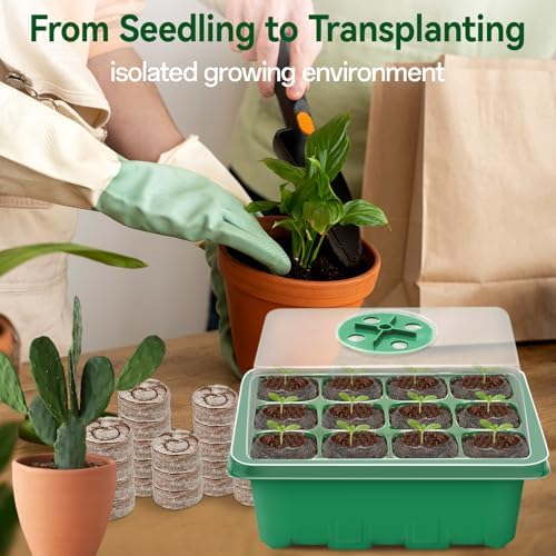 Seed Starter Tray with Peat Pellets, Green Seeding Starter Trays for Plants