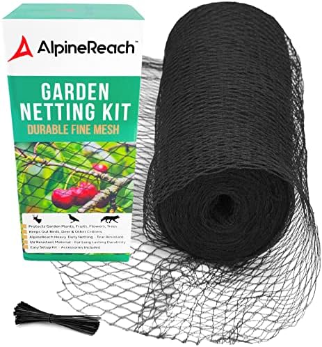 AlpineReach Garden Netting 15 x 50 ft, Black Heavy Duty Bird Net