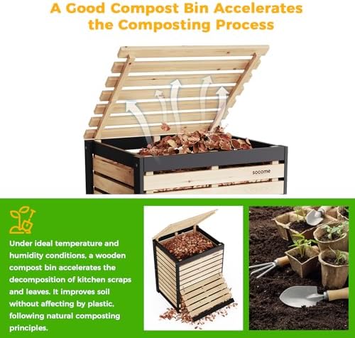 130 Gallon Canada Cedar Wood Compost Bin, Outdoor Composter, Natural
