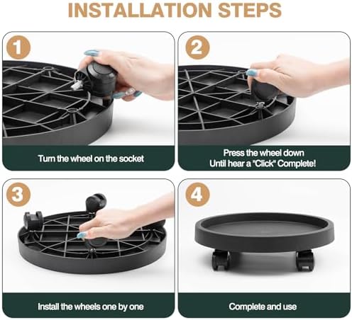 2 Pack Plant Caddy with Wheels, 12.6 inch Rolling Plant Stands
