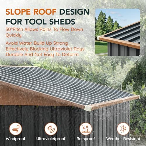 5x3FT Outdoor Storage Shed with Floor Frame,Matte Gray