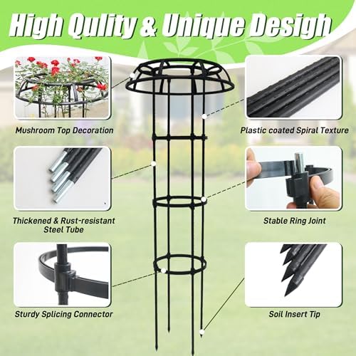65 Inch Mushroom Top Garden Trellis for Climbing Plants, 1 Pack