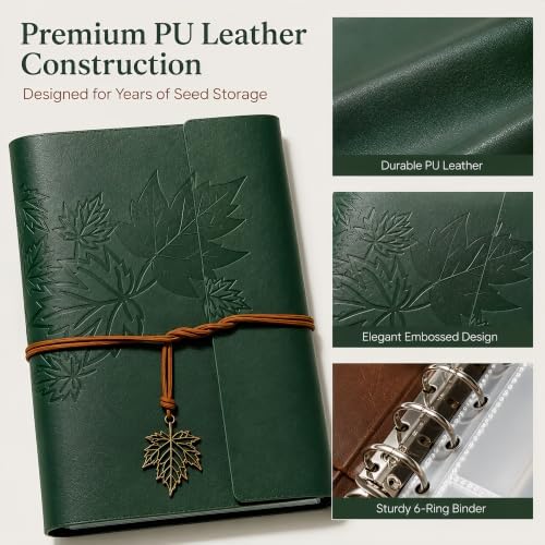 Garden Seed Storage Organizer Binder for Various Size Seed Packets-Green