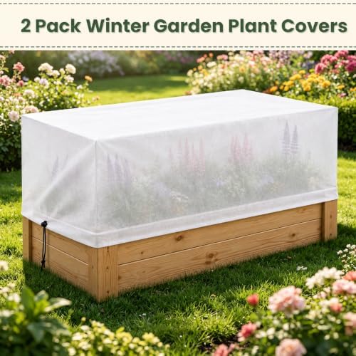 2-Pack Winter Plant Covers Freeze Protection (for 6x3FT Raised Bed)