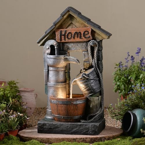 28.7" inch Outdoor 3-Tier Barrel Pump Water Fountain Cascading Fountain Outside for Garden, Patio, Yard, Porch & Home Décor/Two Placement Options