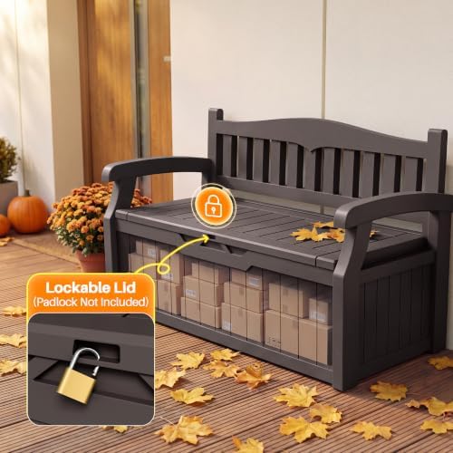 Flamaker 80 Gallon Storage Bench, Deck Box with Seat Waterproof All-Weather