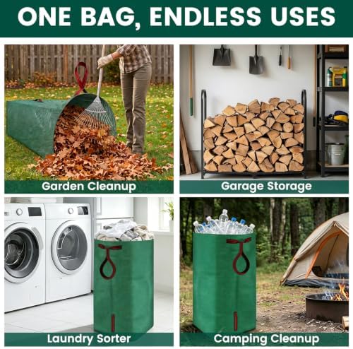 72 Gallon 2 Pack Yard Waste Bags, Dustpan Type Reusable Leaf Bags
