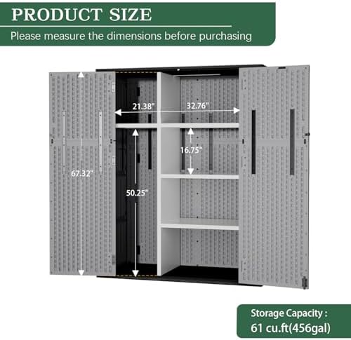 Outdoor Storage Shed Resin Waterproof Storage Cabinet for Patio Garden