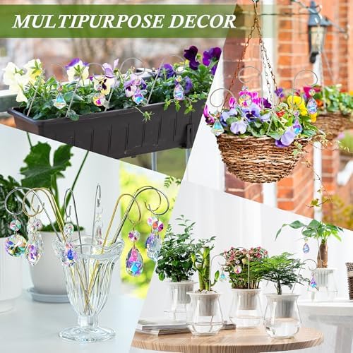 Set 4 Small Trellis With Crystal Prisms Suncatchers For Plant Decorations