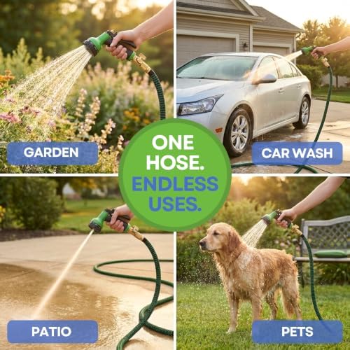 J&B XpandaHose 50ft Expandable Garden Hose, Lightweight, Brass Connectors