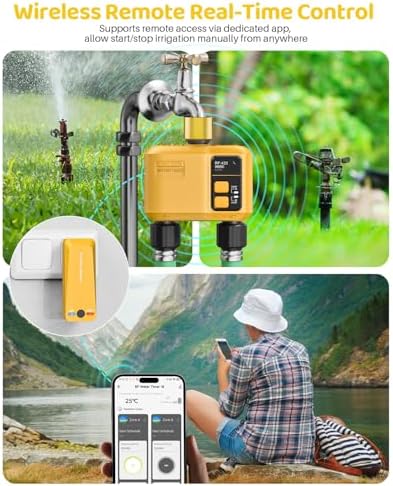 WiFi Water Timer 2 Outlet Garden, Brass Inlet