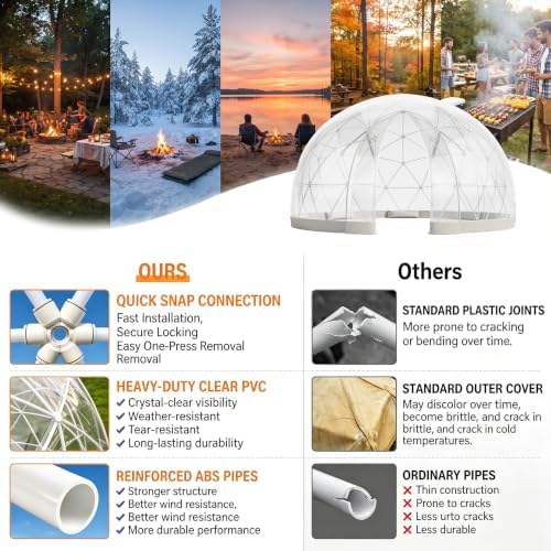 Garden Dome Tent 12 Ft Clear Bubble Tent House for 4–8 Person