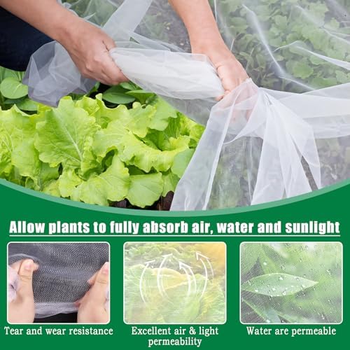 10 X 33 FT Garden Mesh Netting Kit Pest Barrier for Raised Beds with Hoops