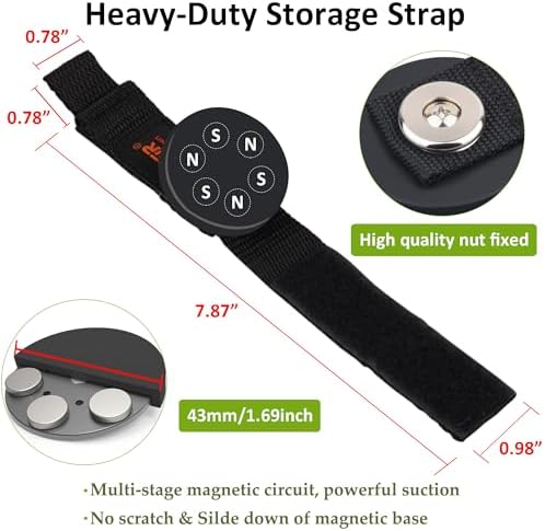 Strong Magnetic Storage Straps,Heavy Duty Magnetic Garage Storage Tool Organizer,Extension Cord, Cable, Rope,Tools for Garage,Pick-up,RV and Workshop(2 Pack/1.69INCH)