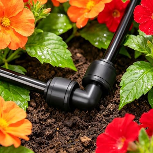 1/4 Inch Drip Irrigation Elbow Fittings, 22 Pieces Push-to-fit Corner 90 Degree Elbow Connectors for 1/4" Irrigation Tubing Leak Free Drip Line Parts for Garden Lawn Irrigation System