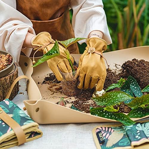 Leather Plant Repotting Mat Waterproof Transplanting Mat Indoor Succulent Potting Portable Gardening Mat, 30" X 18" Thickened Foldable Plant Potting Tray and Mess Control mat