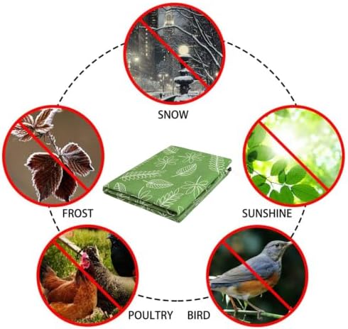 Homimp Plant Covers Freeze Protection,4 PCS Frost Covers with Zipper Drawstring (31.5" x 47.3") Plant Protection Cover Bags for Outdoor Winter Frost Cold Weather Shrubs Trees Jacket Covers,Green Print