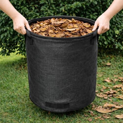 72 Gallon Collapsible Yard Waste Bag with Lid, Reusable Leaf and Lawn Bag with Handles,Foldable Outdoor Garbage Recycling Can for Yard Waste,Camping,and Beach