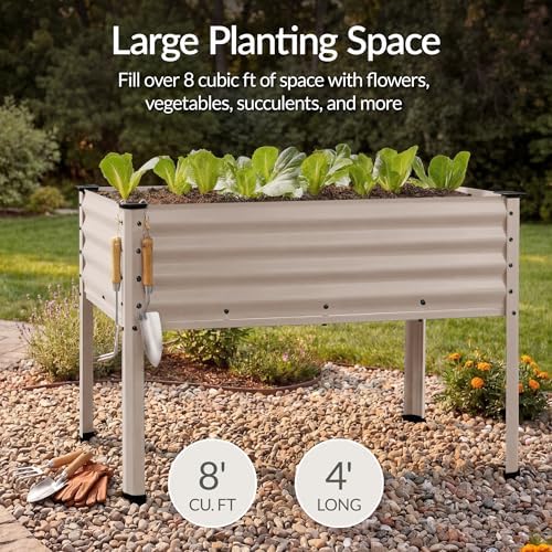 Best Choice Products 48x24x30in Galvanized Raised Garden Bed, Metal Elevated Planter Box, Vegetable Garden for Backyard, Patio, Balcony, 100% Non Toxic Materials - Taupe