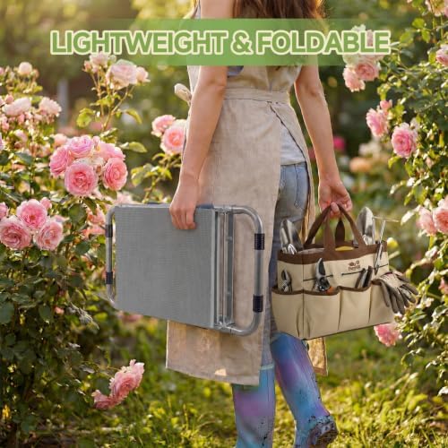 2-in-1 Heavy Duty Foldable Garden Kneeler And Stool With EVA Pad, Brown