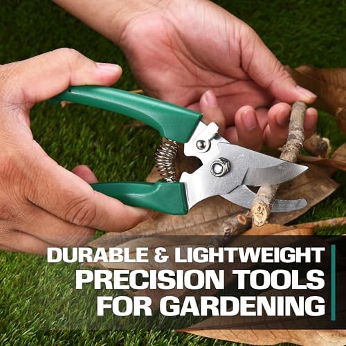 Garden Tool Set - 5-Piece Durable Gardening Hand Tools - 3x12x7-inch Gardening Kit with Portable Box and Carrying Case - Small Garden Planting and Essentials Tools - Gift for Garden Lovers