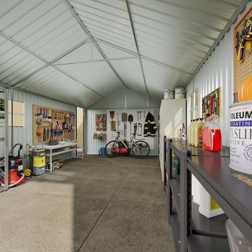 Aoxun 12'x20' Carport Shed Outdoor Metal Storage Sheds, Brown