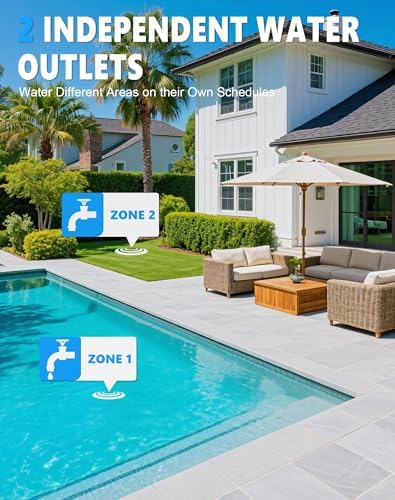 WiFi Solar Sprinkler Timer, 2 Zone Smart Bluetooth Hose Timers