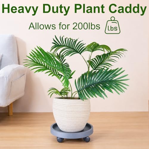 Plant Caddy with Wheels, 2 Pack 12.8 in Rolling Plant Stands, Gray