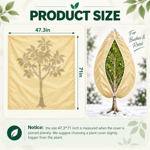 Plant Covers Freeze Protection, 2PCS 47.3''x71'' Tree Covers for Winter