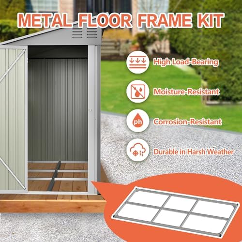 4x10 Ft Outdoor Heavy-Duty Shed, Metal Lean to Shed with Floor Kit and 2 Windows for Tools, Bikes, Patio Equipment, with Left/Right Door Options