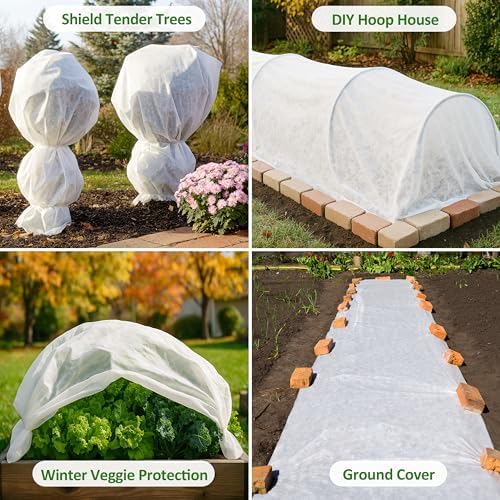 Gardzen 1.5 oz Plant Covers Freeze Protection, Reusable 10ft x 10ft Floating Row Covers, Thicker Frost Blankets for Outdoor Plants, Pests Protection, White