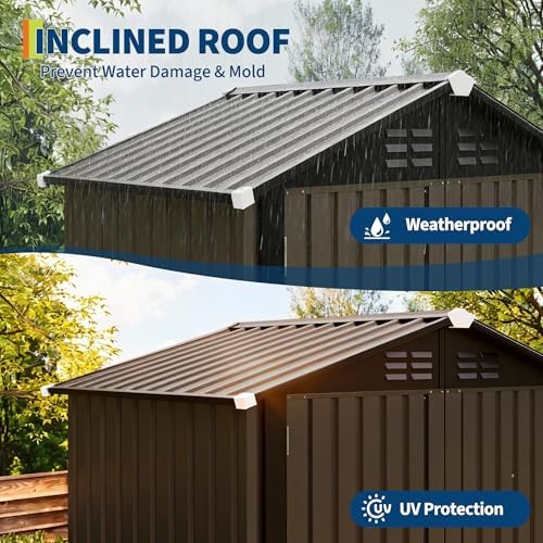 Garvee 6X4 FTOutdoor Storage Shed,130 Cu Ft Outdoor Tool Shed with Sloped Roof - Weather Resistant, Multi-Use Garden Shed for Bikes, Ladders & Seasonal Items