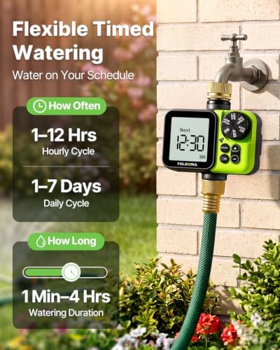Sprinkler Timer, Brass Inlet Garden Hose Timer with Rain Delay