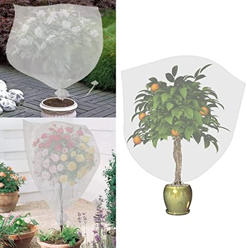 Agfabric Bird Netting 84" Hx84 W Garden Netting Insect Pest Barrier,Plant Cover Fruit Tree Netting Mesh Protection Bag with Drawstring,White,3 Pack