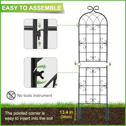 2 Pack 86.7" Black Metal Garden Trellis for Climbing Plants, Heavy Duty
