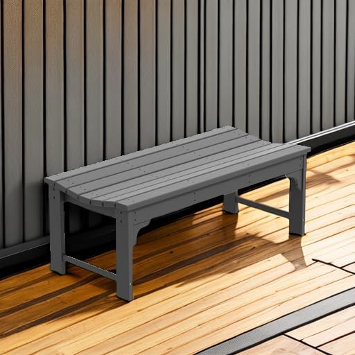 WestinTrends Malibu Outdoor Bench, All Weather Resistant Poly Lumber Backless Patio Garden Bench, Adirondack Curved Bench Seat for Comfort, Gray