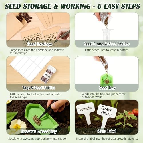 Large Seed Storage Organizer, Great Gifts Gardening Kit (Black)