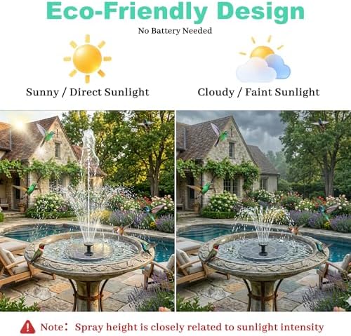 Solar Fountain, Floating Solar Water Pump for Bird Bath