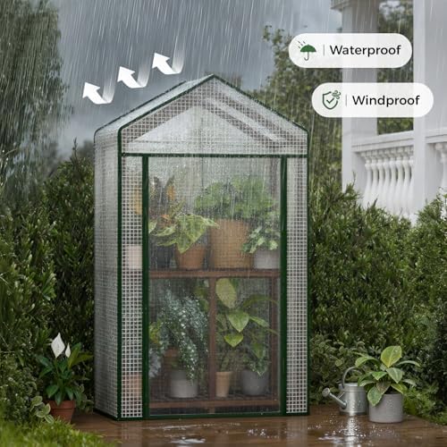Bamworld 2-Tier Mini Greenhouse 15-Min Setup Outdoor 23x17x38-Inch