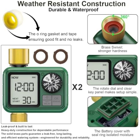 2 Pack Water Timer for Outdoor Garden Hose, Sprinkler Timer