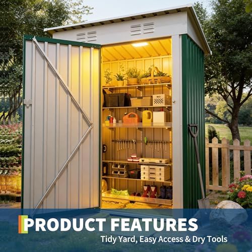 Garvee Outdoor Trash Storage Shed– 5.8x3.3 FT, Lock Latch, Sloped Roof