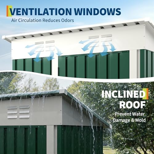Garvee Outdoor Trash Storage Shed– 5.8x3.3 FT, Lock Latch, Sloped Roof